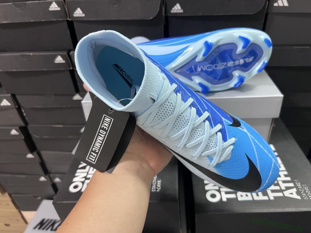 Men's Nike Air Zoom Mercurial Superfly 10 Elite FG Firm Ground High-Tops Football Boots - Jade/Blue/Black