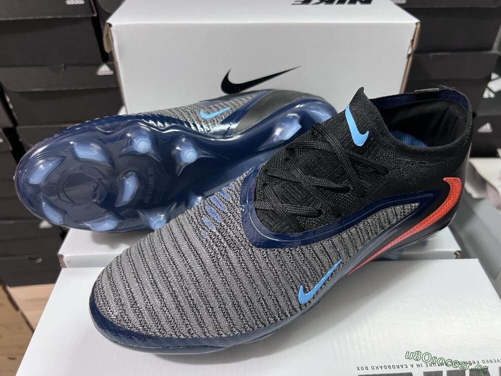 Men's Nike Phantom 6 Low Elite FG Firm Ground Low-Tops Football Boots - Black/Blue/Red
