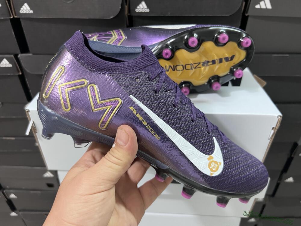 Men's Nike Air Zoom Mercurial Vapor 16 Pro AG Artificial Grass Low-Tops Football Boots - Purple/White/Gold