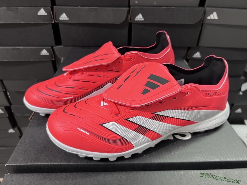 Unisex Adidas Predator 25 Elite Foldover Tongue TF Artificial Turf Low-Tops Football Shoes - Red/White/Black