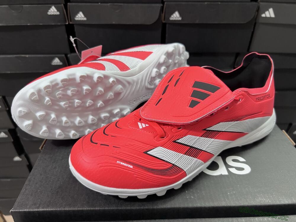 Unisex Adidas Predator 25 Elite Foldover Tongue TF Artificial Turf Low-Tops Football Shoes - Red/White/Black