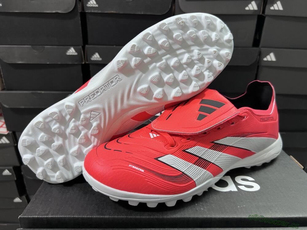 Unisex Adidas Predator 25 Elite Foldover Tongue TF Artificial Turf Low-Tops Football Shoes - Red/White/Black