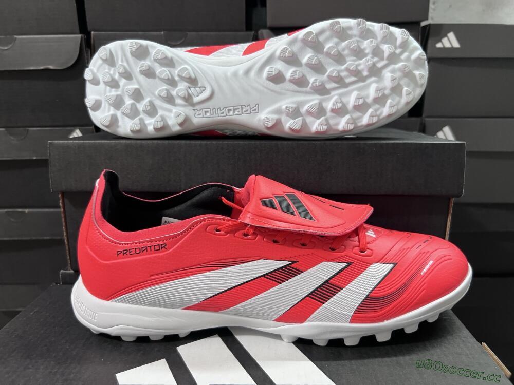 Unisex Adidas Predator 25 Elite Foldover Tongue TF Artificial Turf Low-Tops Football Shoes - Red/White/Black