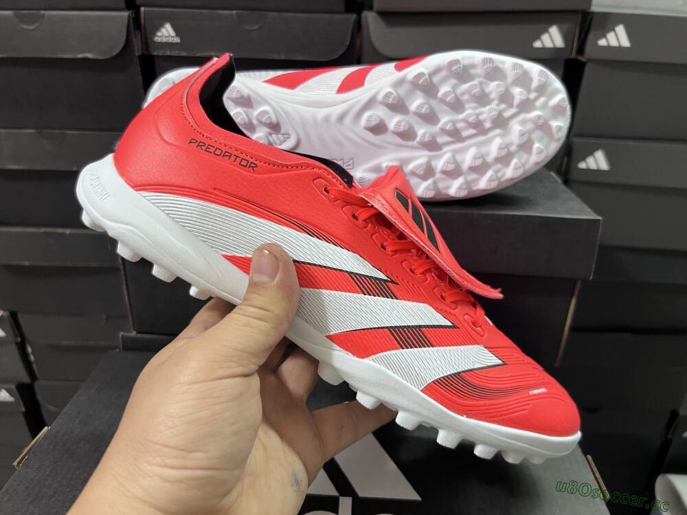 Unisex Adidas Predator 25 Elite Foldover Tongue TF Artificial Turf Low-Tops Football Shoes - Red/White/Black