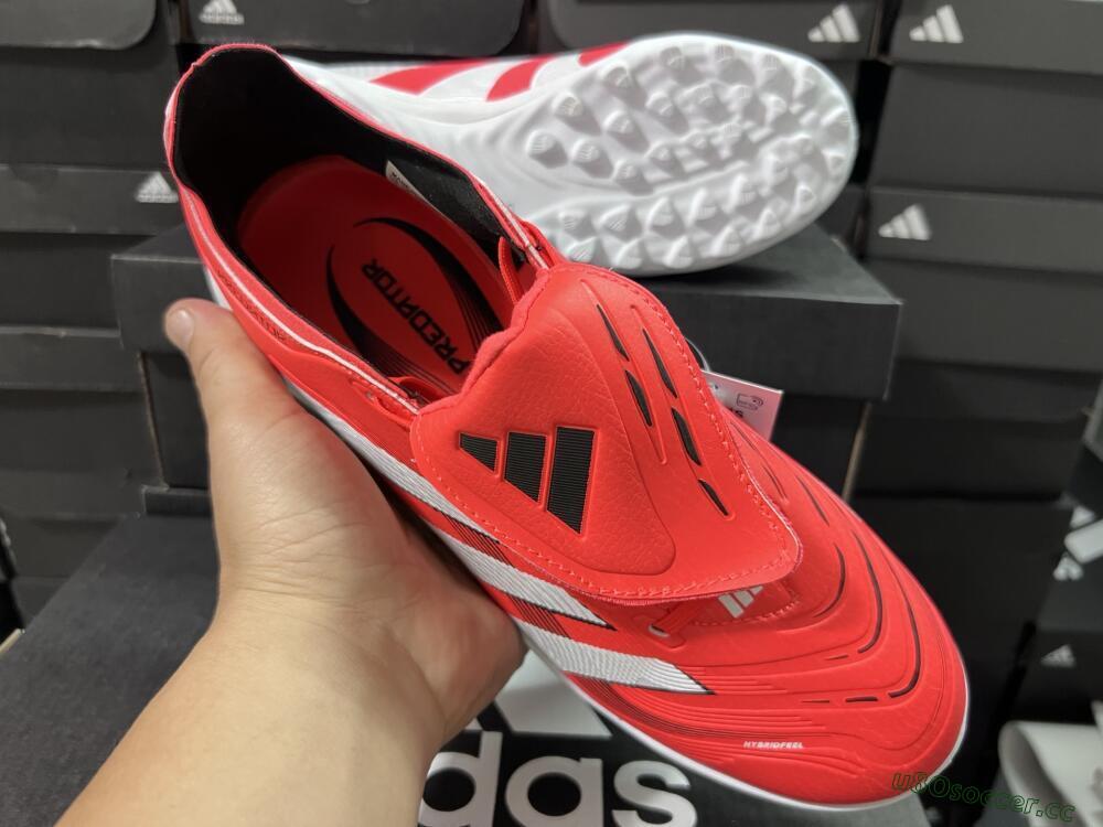 Unisex Adidas Predator 25 Elite Foldover Tongue TF Artificial Turf Low-Tops Football Shoes - Red/White/Black