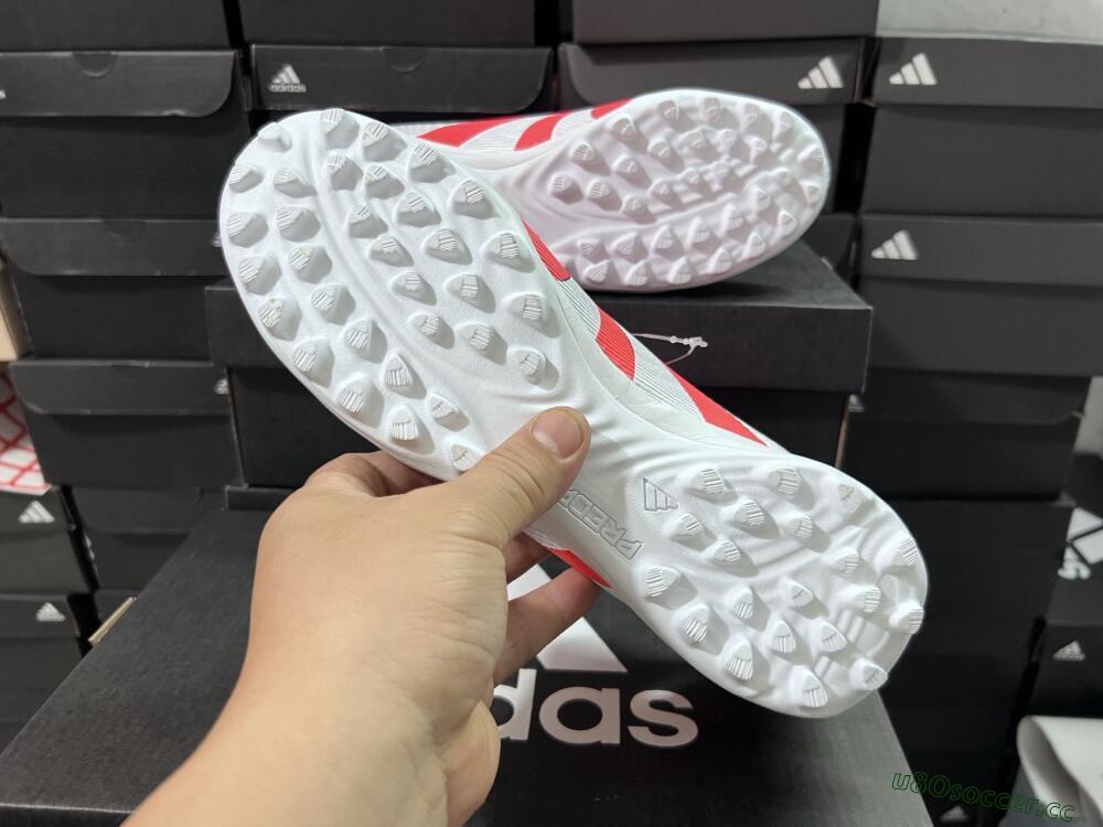 Unisex Adidas Predator 25 Elite Foldover Tongue TF Artificial Turf Low-Tops Football Shoes - Red/White/Black