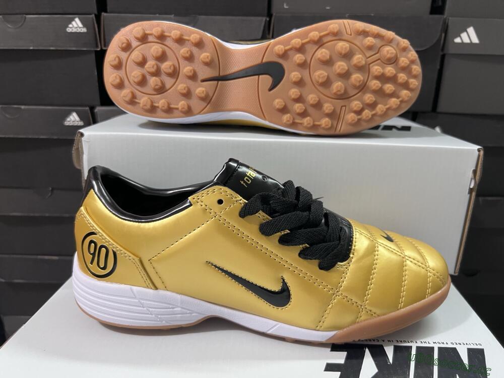 Unisex Nike Total 90 III TF Artificial Turf Low-Tops Football Shoes - Gold/Black/White