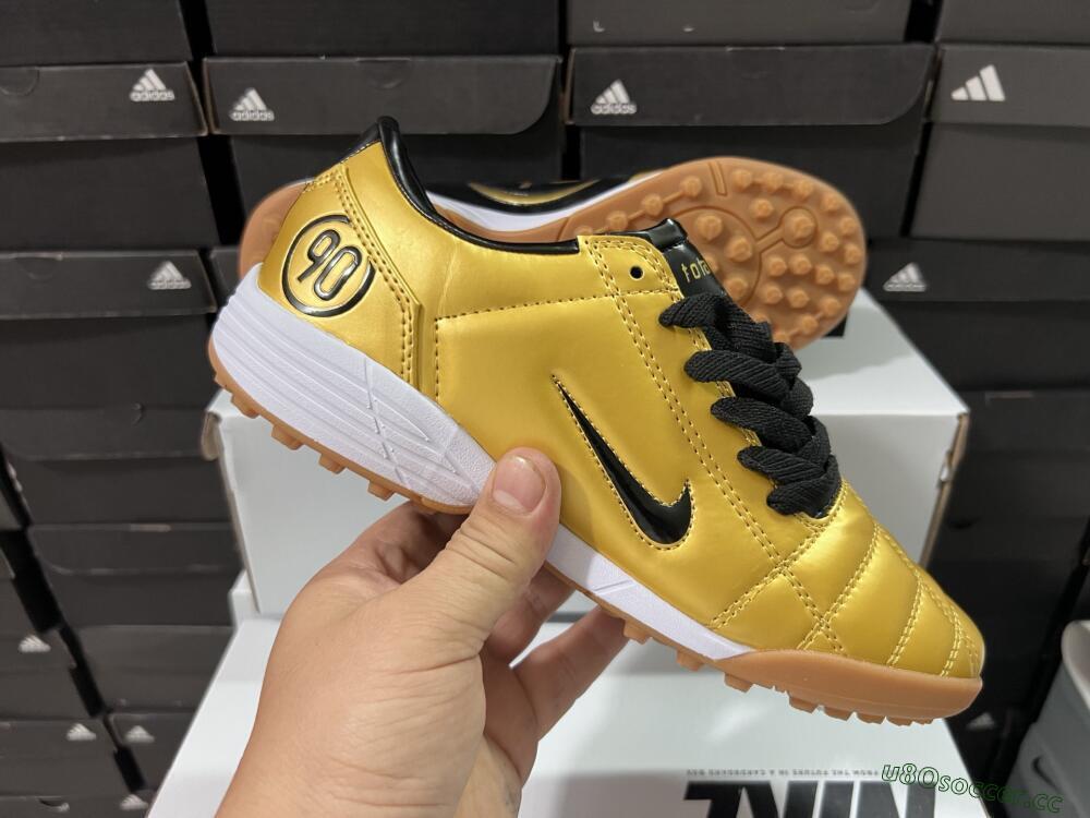 Unisex Nike Total 90 III TF Artificial Turf Low-Tops Football Shoes - Gold/Black/White