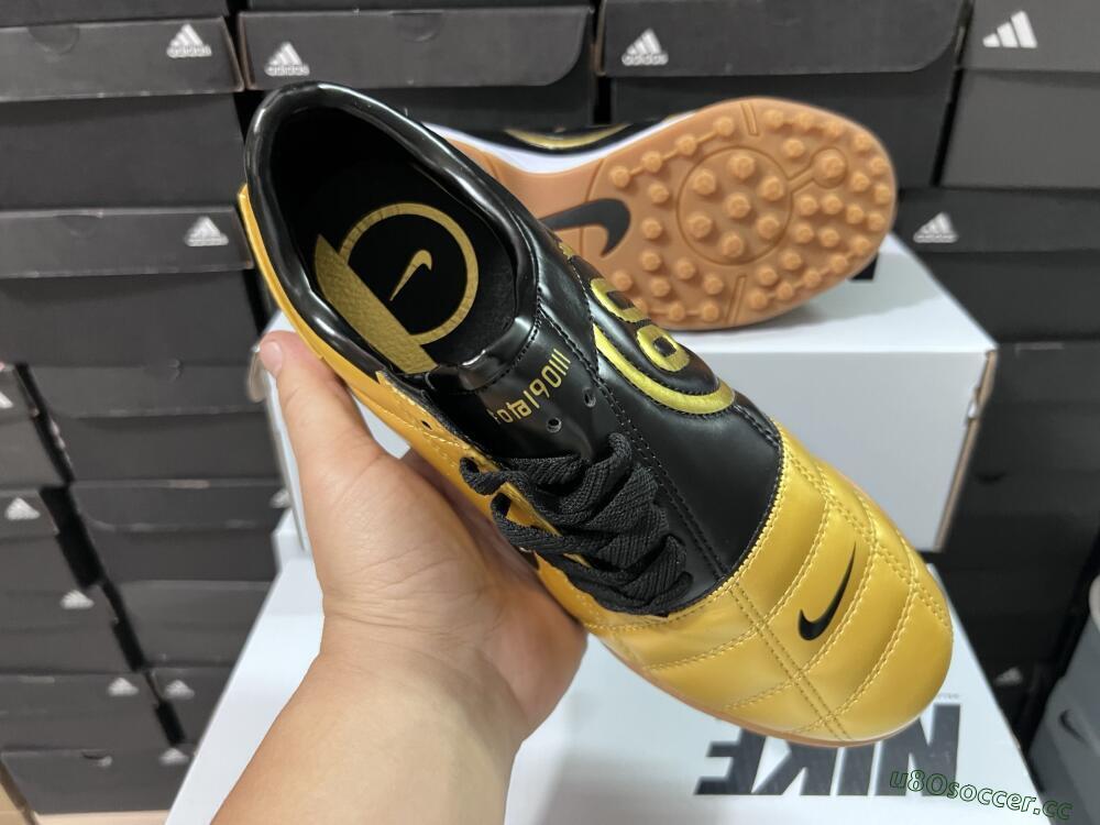 Unisex Nike Total 90 III TF Artificial Turf Low-Tops Football Shoes - Gold/Black/White