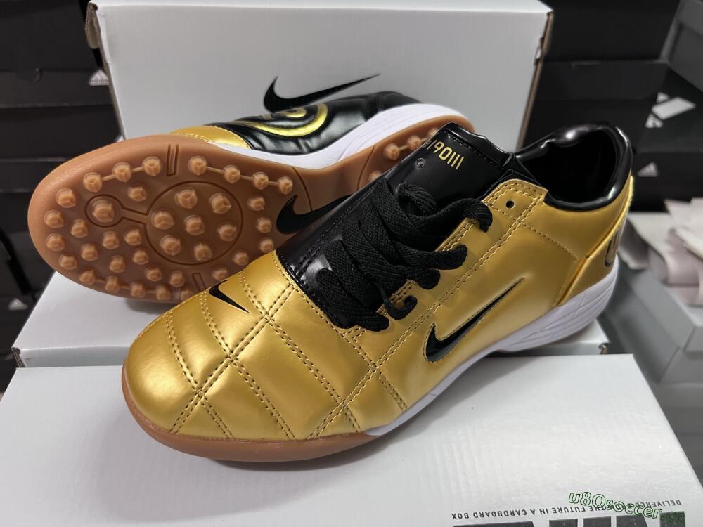 Unisex Nike Total 90 III TF Artificial Turf Low-Tops Football Shoes - Gold/Black/White
