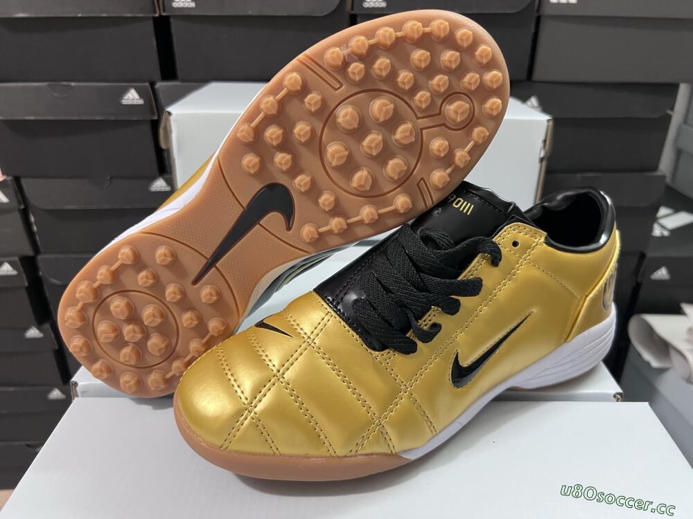 Unisex Nike Total 90 III TF Artificial Turf Low-Tops Football Shoes - Gold/Black/White
