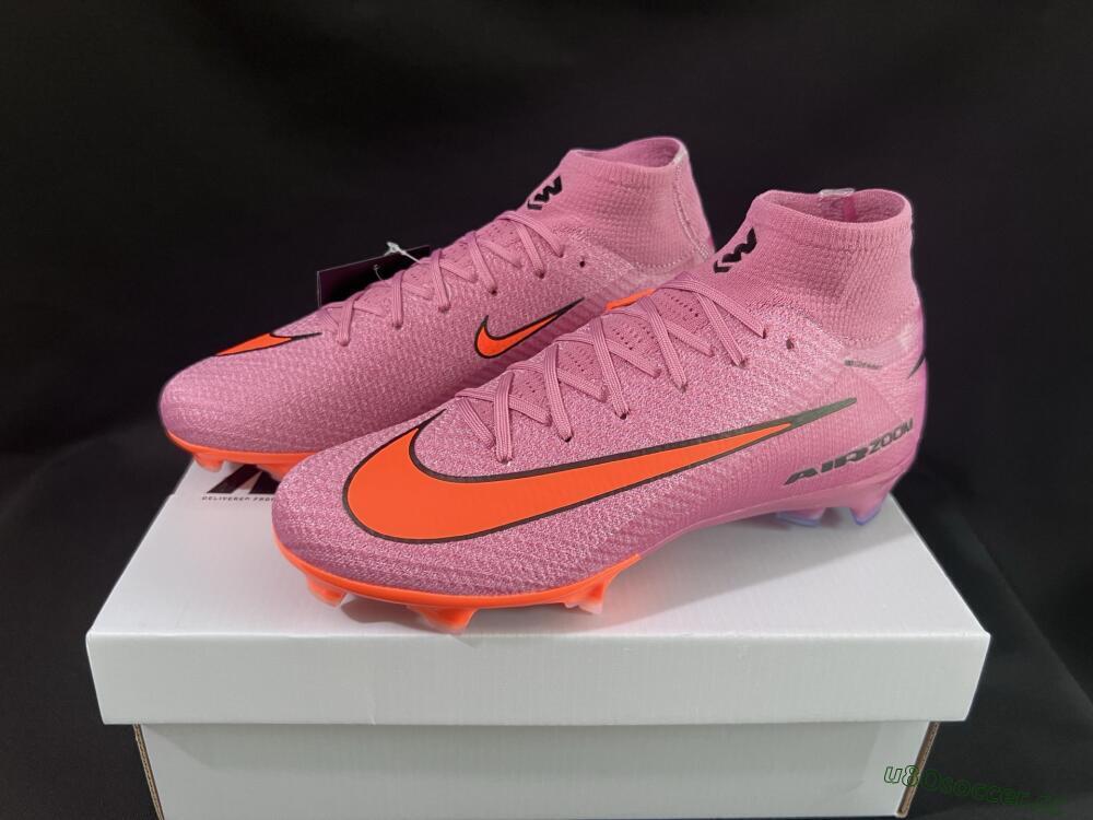 Unisex Nike Air Zoom Mercurial Superfly 10 Elite FG Firm Ground High-Tops Football Boots - Purple/Pink/Black