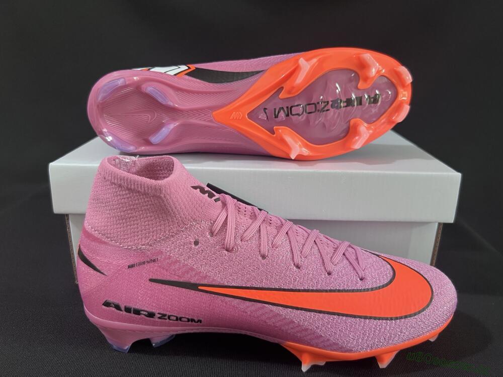 Unisex Nike Air Zoom Mercurial Superfly 10 Elite FG Firm Ground High-Tops Football Boots - Purple/Pink/Black