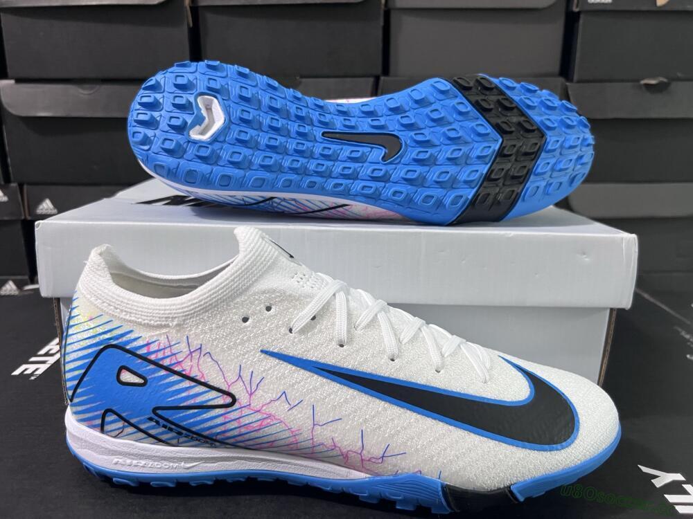 Unisex Nike Air Zoom Mercurial Vapor 16 Elite TF Artificial Turf Low-Tops Football Shoes - White/Blue/Black