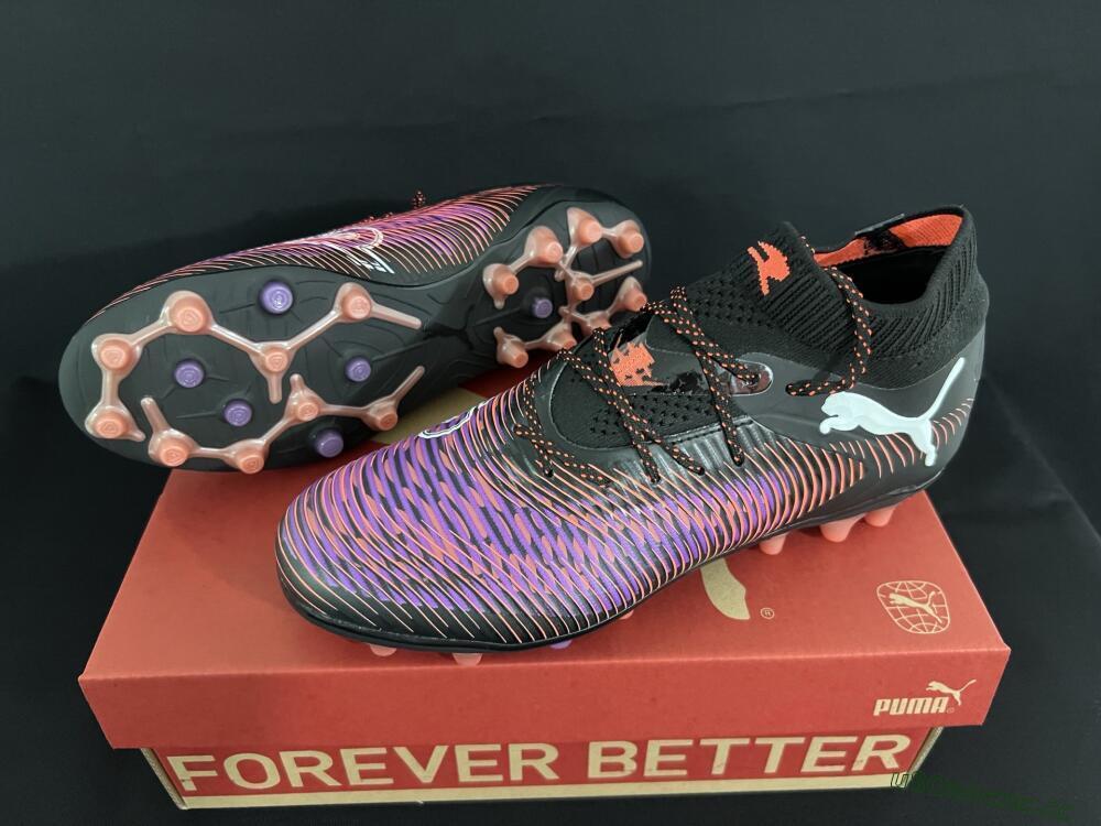 Men's Puma Future 8 Ultimate FG Firm Ground Low-Tops Football Boots - Black/Purple/Orange