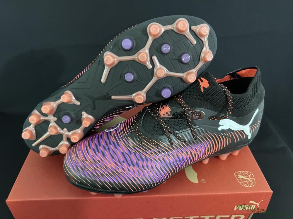 Men's Puma Future 8 Ultimate FG Firm Ground Low-Tops Football Boots - Black/Purple/Orange