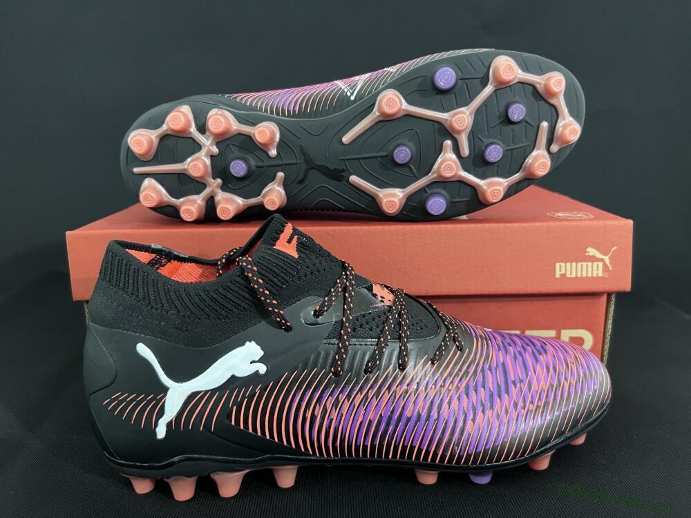 Men's Puma Future 8 Ultimate FG Firm Ground Low-Tops Football Boots - Black/Purple/Orange
