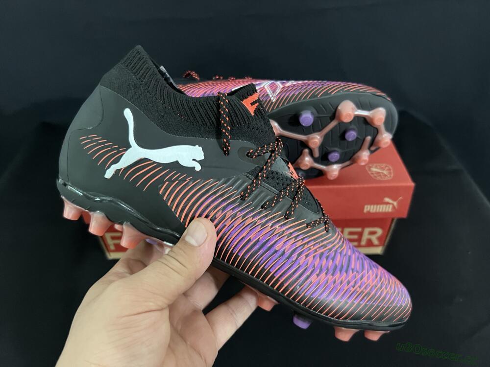 Men's Puma Future 8 Ultimate FG Firm Ground Low-Tops Football Boots - Black/Purple/Orange