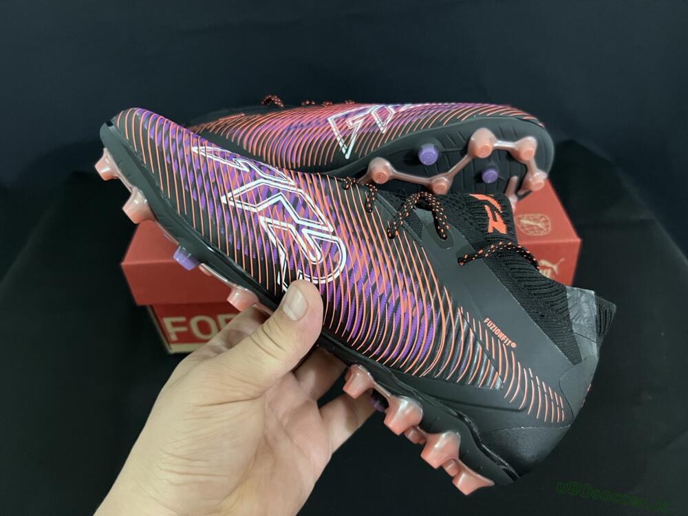 Men's Puma Future 8 Ultimate FG Firm Ground Low-Tops Football Boots - Black/Purple/Orange