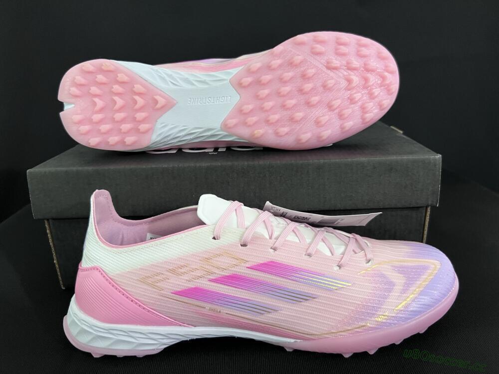 Unisex Adidas F50 Pro TF Artificial Turf Low-Tops Football Shoes - Pink/Gold/White