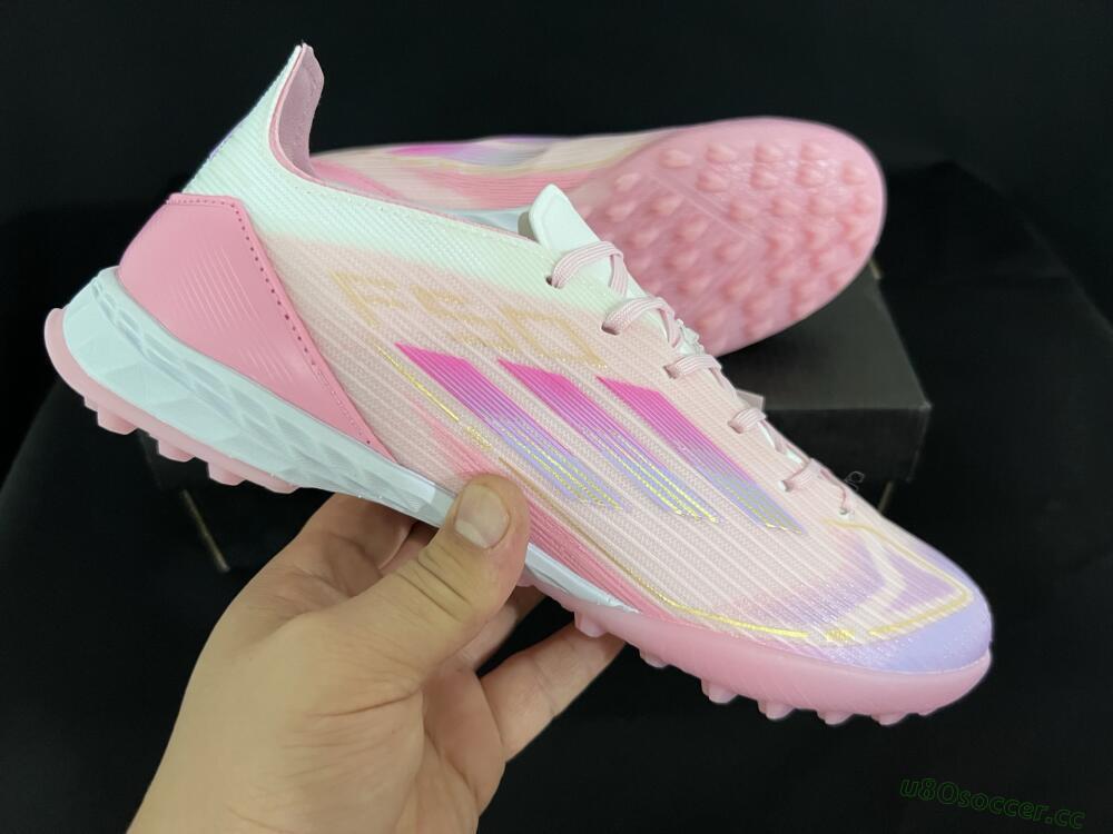 Unisex Adidas F50 Pro TF Artificial Turf Low-Tops Football Shoes - Pink/Gold/White