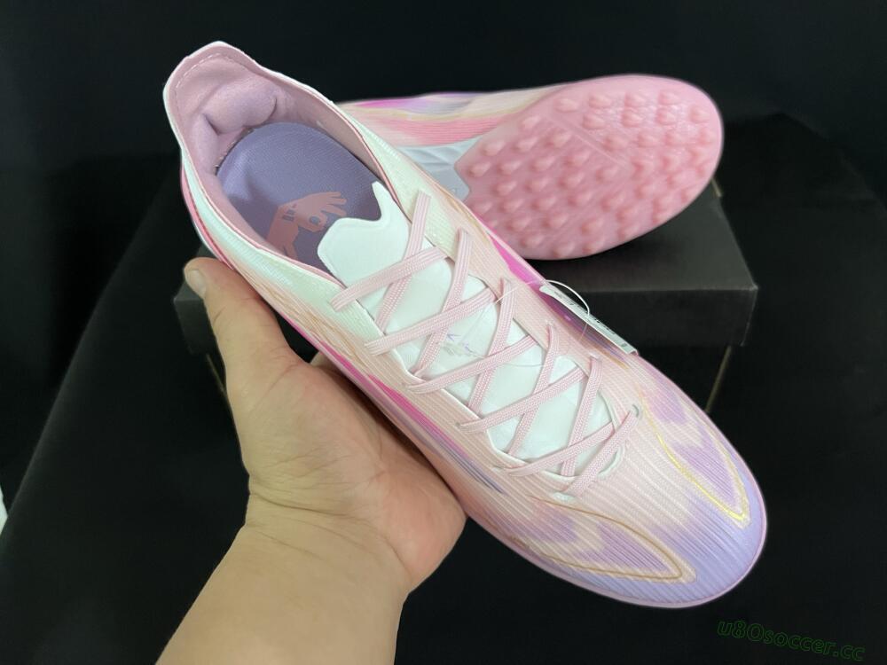 Unisex Adidas F50 Pro TF Artificial Turf Low-Tops Football Shoes - Pink/Gold/White