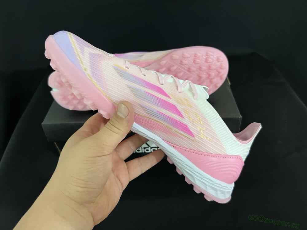 Unisex Adidas F50 Pro TF Artificial Turf Low-Tops Football Shoes - Pink/Gold/White