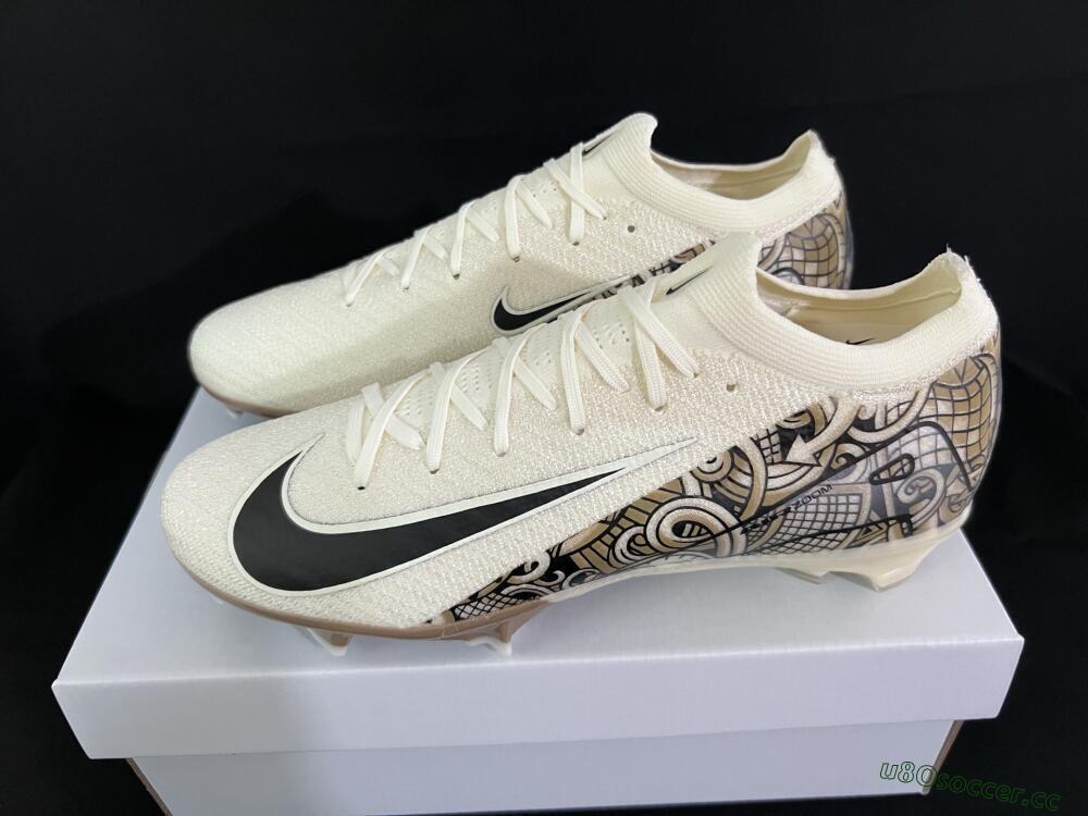 Men's Nike Air Zoom Mercurial Vapor 16 Elite FG Firm Ground Low-Tops Football Boots - Beige/Black/White