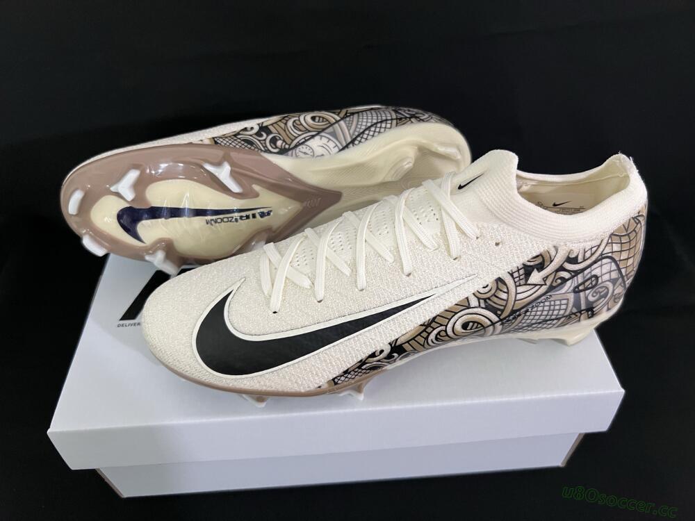 Men's Nike Air Zoom Mercurial Vapor 16 Elite FG Firm Ground Low-Tops Football Boots - Beige/Black/White
