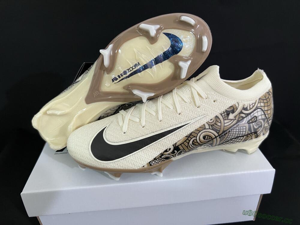 Men's Nike Air Zoom Mercurial Vapor 16 Elite FG Firm Ground Low-Tops Football Boots - Beige/Black/White