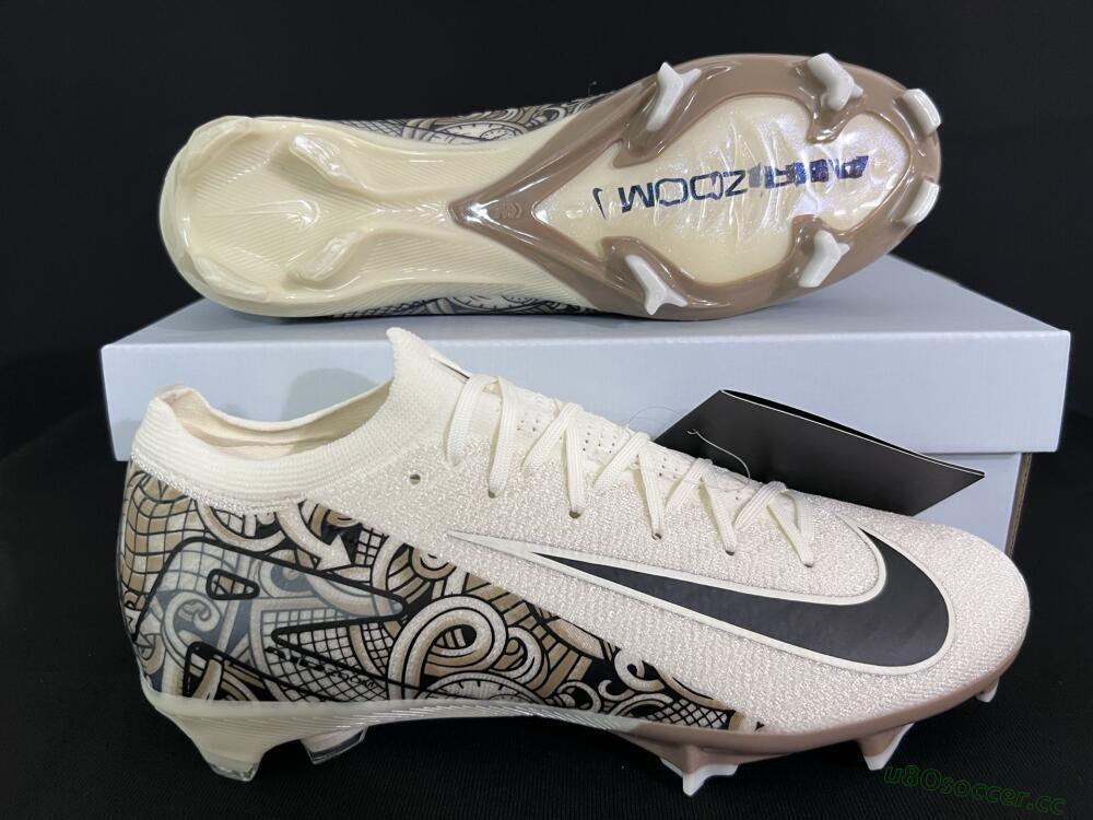 Men's Nike Air Zoom Mercurial Vapor 16 Elite FG Firm Ground Low-Tops Football Boots - Beige/Black/White