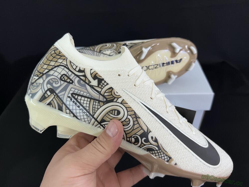 Men's Nike Air Zoom Mercurial Vapor 16 Elite FG Firm Ground Low-Tops Football Boots - Beige/Black/White