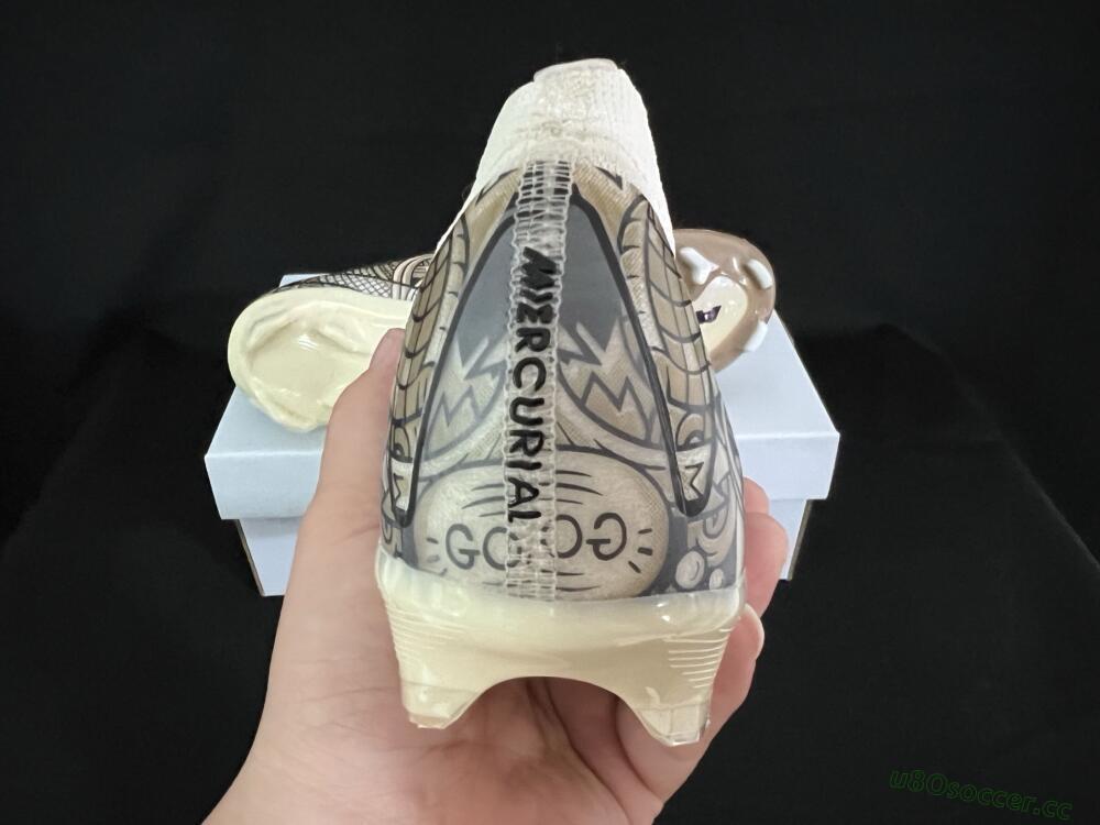 Men's Nike Air Zoom Mercurial Vapor 16 Elite FG Firm Ground Low-Tops Football Boots - Beige/Black/White