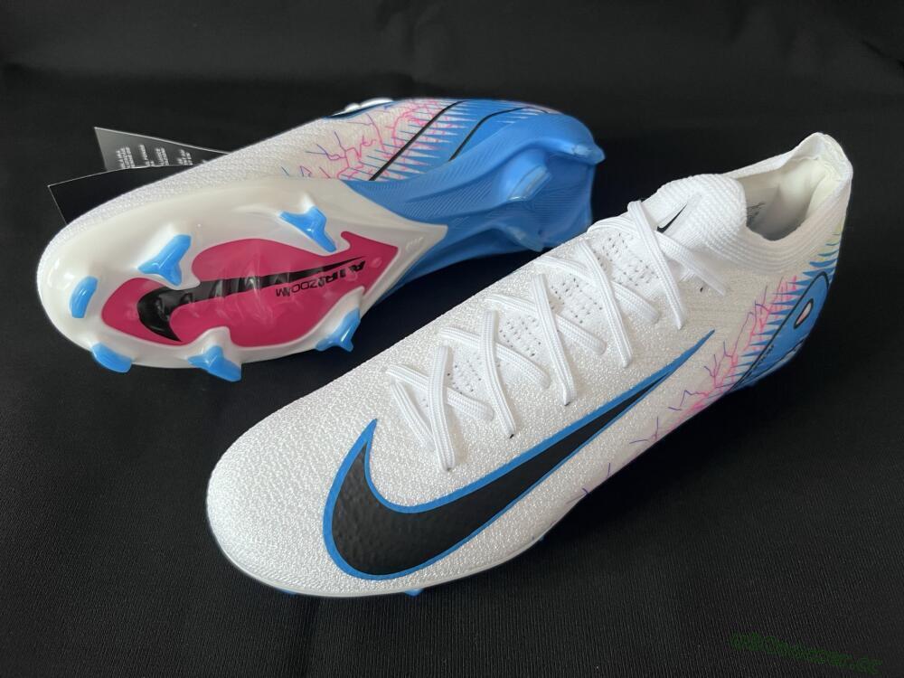 Men's Nike Air Zoom Mercurial Vapor 16 Elite FG Firm Ground Low-Tops Football Boots - White/Black/Blue/Pink/Yellow