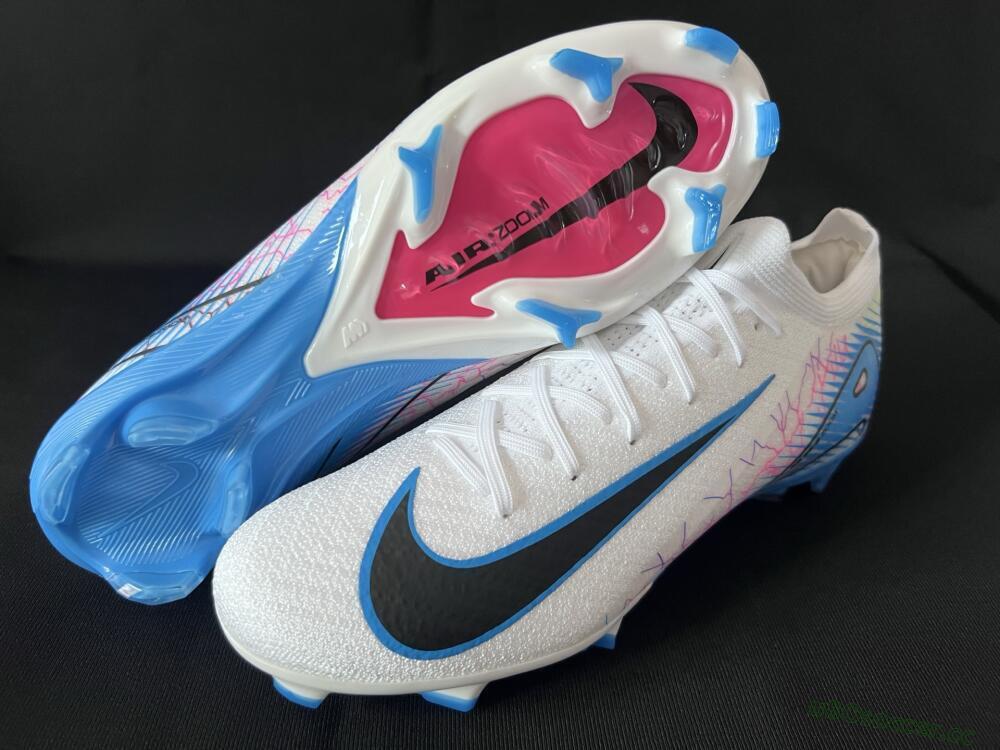 Men's Nike Air Zoom Mercurial Vapor 16 Elite FG Firm Ground Low-Tops Football Boots - White/Black/Blue/Pink/Yellow