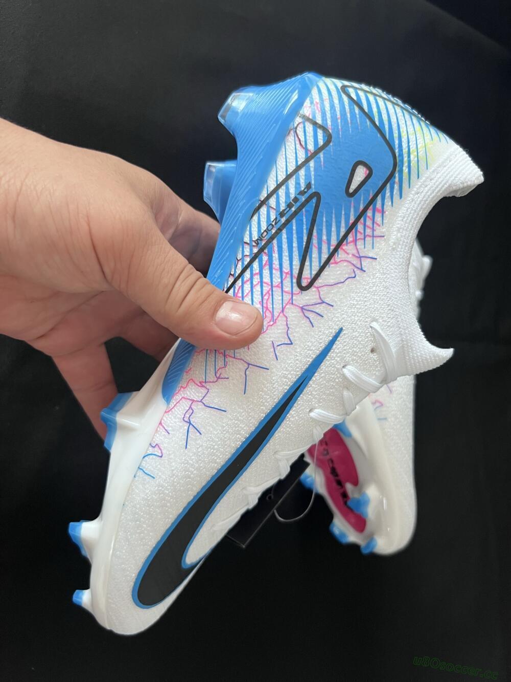 Men's Nike Air Zoom Mercurial Vapor 16 Elite FG Firm Ground Low-Tops Football Boots - White/Black/Blue/Pink/Yellow