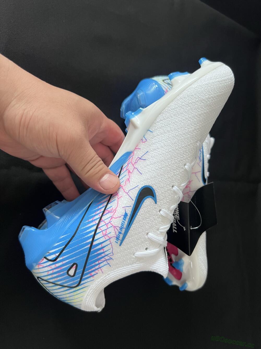 Men's Nike Air Zoom Mercurial Vapor 16 Elite FG Firm Ground Low-Tops Football Boots - White/Black/Blue/Pink/Yellow