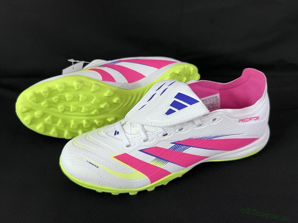 Men's Adidas Predator 25 Elite Foldover Tongue TF Artificial Turf Low-Tops Football Shoes - White/Pink/Yellow