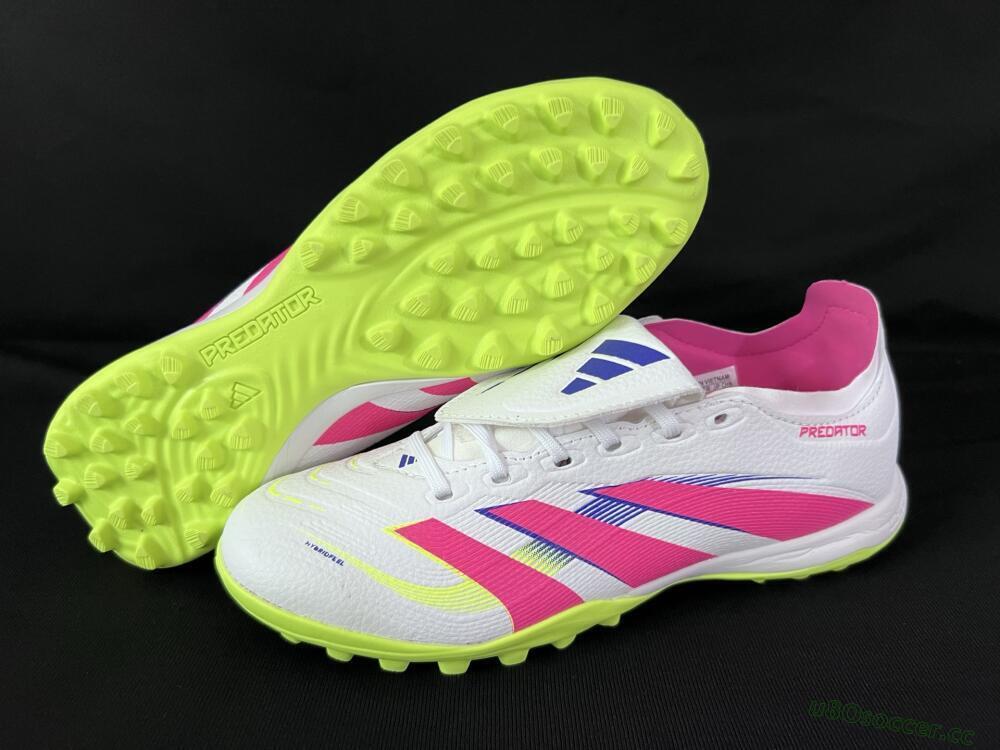 Men's Adidas Predator 25 Elite Foldover Tongue TF Artificial Turf Low-Tops Football Shoes - White/Pink/Yellow