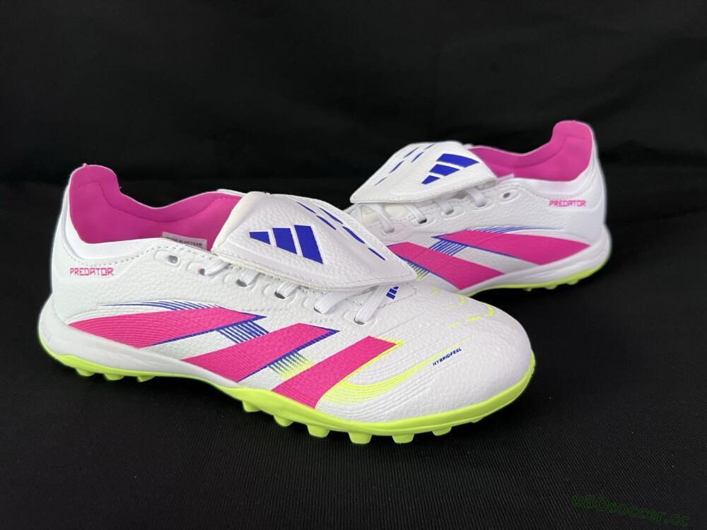 Men's Adidas Predator 25 Elite Foldover Tongue TF Artificial Turf Low-Tops Football Shoes - White/Pink/Yellow