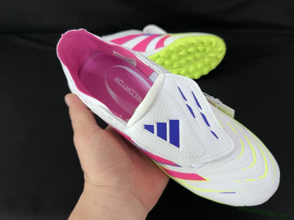 Men's Adidas Predator 25 Elite Foldover Tongue TF Artificial Turf Low-Tops Football Shoes - White/Pink/Yellow