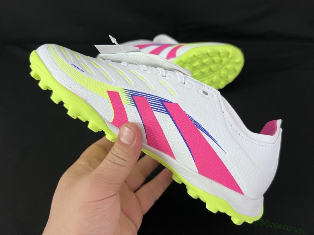 Men's Adidas Predator 25 Elite Foldover Tongue TF Artificial Turf Low-Tops Football Shoes - White/Pink/Yellow