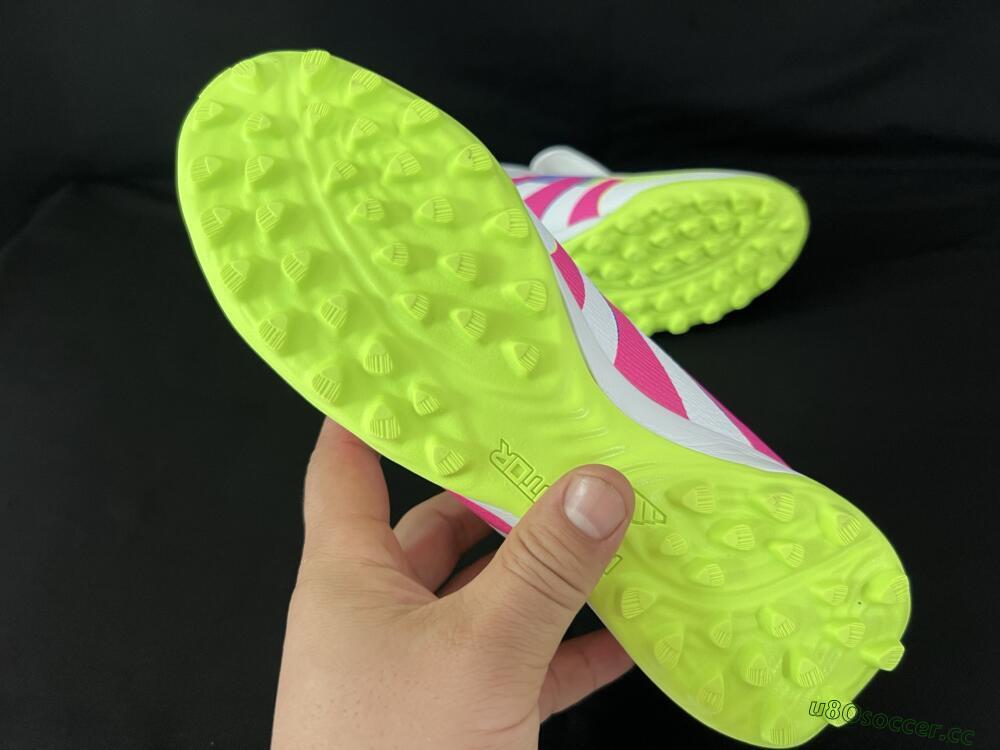 Men's Adidas Predator 25 Elite Foldover Tongue TF Artificial Turf Low-Tops Football Shoes - White/Pink/Yellow