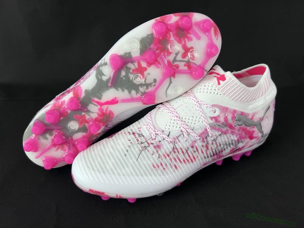 Men's Puma Future 8 Ultimate MG Multi Ground Low-Tops Football Boots - White/Black/Red