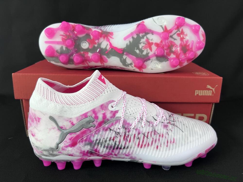 Men's Puma Future 8 Ultimate MG Multi Ground Low-Tops Football Boots - White/Black/Red