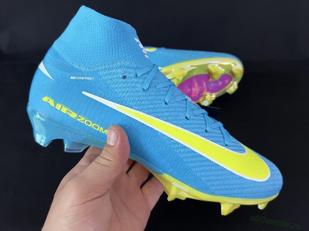 Unisex Nike Air Zoom Mercurial Superfly 10 Elite FG Firm Ground High-Tops Football Boots - Jade/Yellow/White