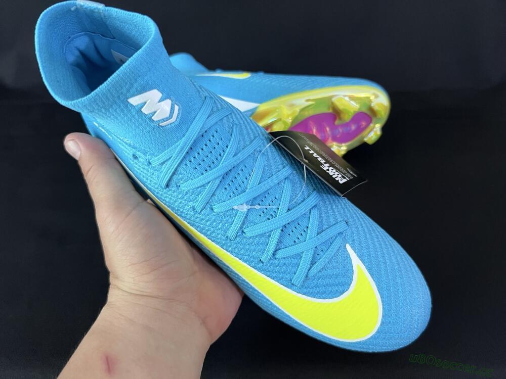 Unisex Nike Air Zoom Mercurial Superfly 10 Elite FG Firm Ground High-Tops Football Boots - Jade/Yellow/White