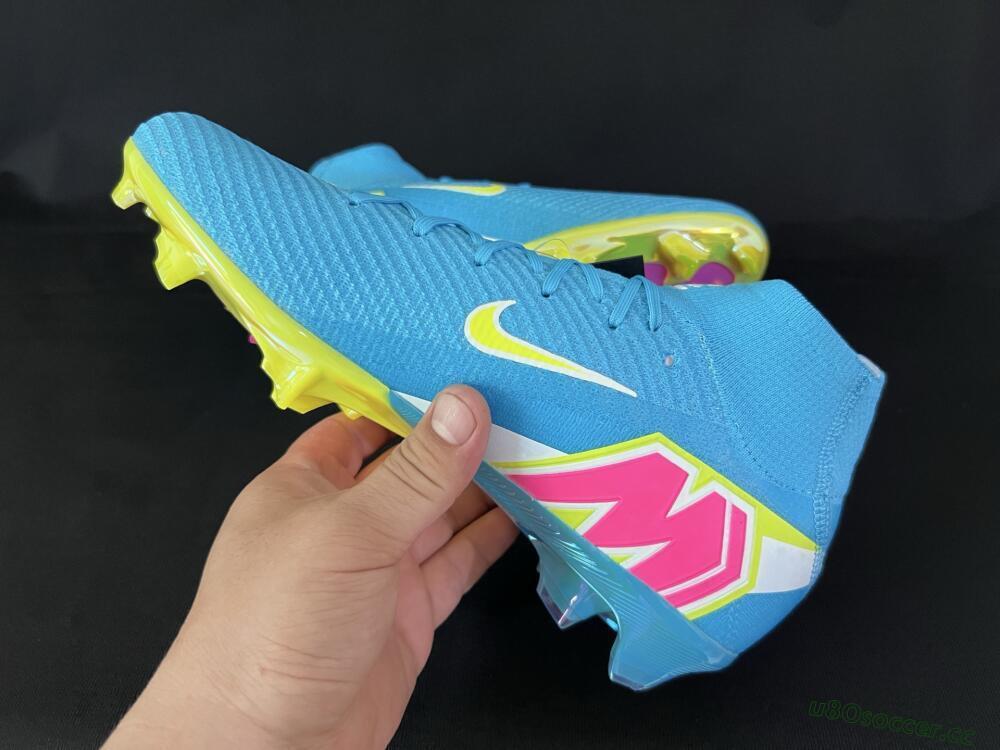 Unisex Nike Air Zoom Mercurial Superfly 10 Elite FG Firm Ground High-Tops Football Boots - Jade/Yellow/White