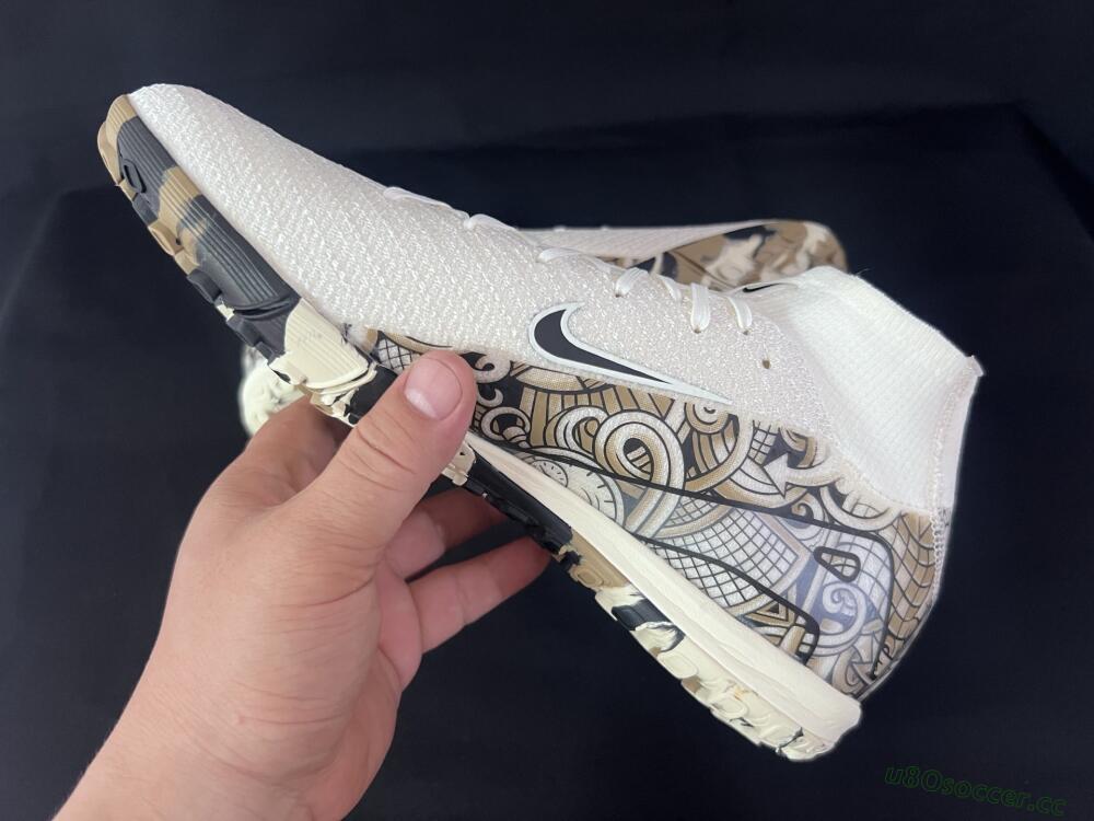 Unisex Nike Air Zoom Mercurial Superfly 10 Elite TF Artificial Turf High-Tops Football Shoes - Beige/Black/Brown