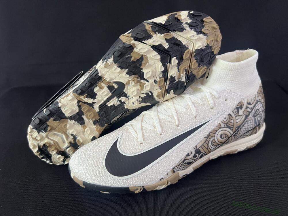 Unisex Nike Air Zoom Mercurial Superfly 10 Elite TF Artificial Turf High-Tops Football Shoes - Beige/Black/Brown